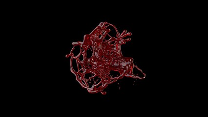 Abstract 3d animation of red liquid in motion against a black background