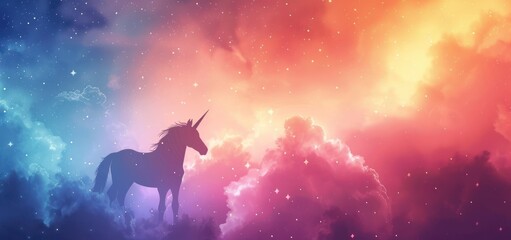 Mystical Unicorn Silhouette Against a Starry Sky