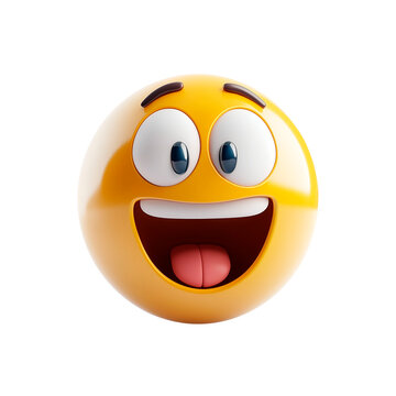 Naklejki isolated 3d emoji excited face on plain background happy emoticons reaction icons