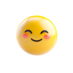 Fototapeta premium isolated 3d emoji smiley face on plain background emoticons cute blush reaction icons