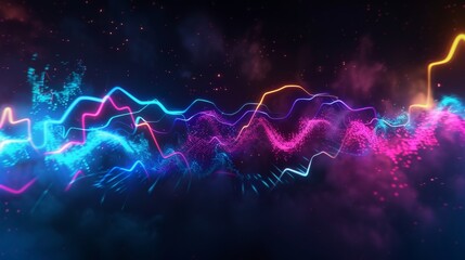  Dark background and neon colors for a waveform