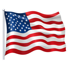 Obraz premium Flags of United States of America on white steel poles isolated on transparent background. National symbol of USA