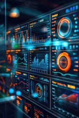 Obraz premium Futuristic Digital Interface with Data and Graphs