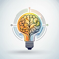 light bulb with brain logo concept