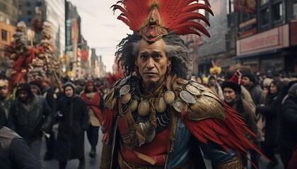 Fototapeta premium .people in traditional dress with colorful parades celebrations, generative ai