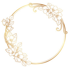 Circle Vintage Golden Floral Frame 
