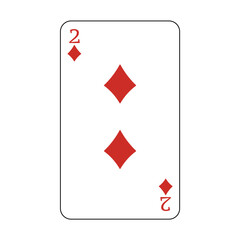 The playing card is red diamond number two.