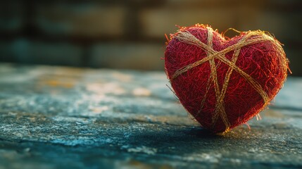 Healing represented by golden threads sewing together a broken heart (copy space, mending emotional wounds, vibrant, Overlay, living room backdrop)