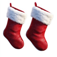 Red Christmas Stockings with White Fur Trim.