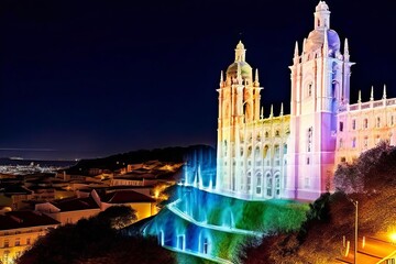 lisbon belm tower and jernimos monastery rendered in holographic