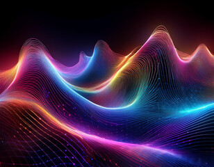 Iridescent Holographic Rainbow Waves Abstract Futuristic Background with Shimmering Fluid Colors