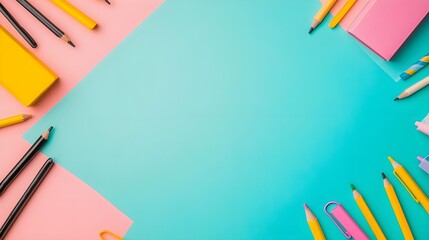 Fototapeta premium Colorful Pencils & Paper Background, Education & Creativity