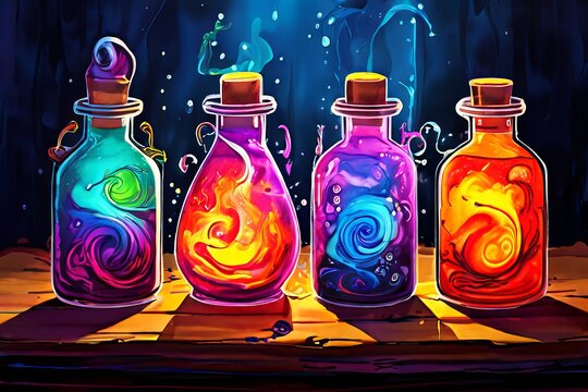 magic potion drawings children may draw bottles of colorful poti