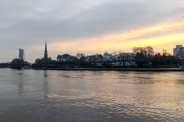 sunset over the river