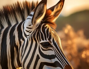 Naklejka premium Close Up of Zebra in Natural Habitat