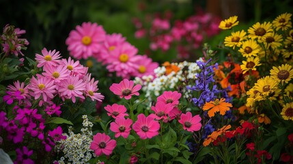 Obraz premium Photograph a section of the garden where different flowers are blooming together