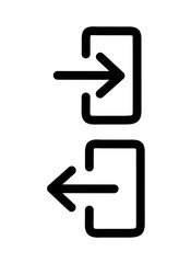 vector set of sign in and sign out icons on white background. login and log out icons