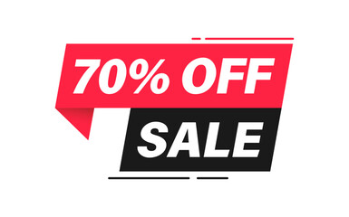 Discount offer tag badge. Sale promotion label with 70 percentage sign.