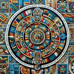  Mesoamerican Calendar A mixed media portrayal of a Mesoamerican