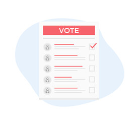 Ballot paper with five check boxes, vector eps10 illustration