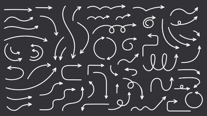 Hand drawn curved arrows collection, vector eps10 illustration