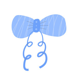 Hairstyle blue ribbon with bow isolated on white background. Cute bow knot. Vector hand drawn fashion band illustration