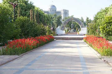 The statue of the poet Rudaki at Rudaki Park, Dushanbe, Tajikistan