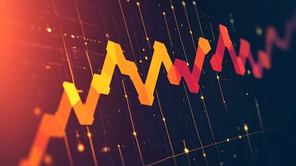 Obraz premium Graph Going Up: A rising graph symbolizes financial growth, success, and positive progress in a startup's journey. 