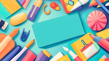 Colorful Stationery Background with Blank Note Card