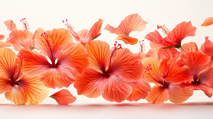 Obraz premium Vibrant Hibiscus Flowers in Full Bloom, Close-Up of Petals