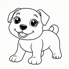 Fototapeta premium A cheerful cartoon dog coloring page designed for toddlers to enjoy their creative time and enhance fine motor skills while having fun with art