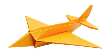 Paper airplane folded in origami style, cut out