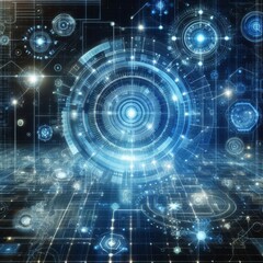 Obraz premium Digital backdround ideal for technological operations, neural networks, AI, data transmission and encryption, digital archives, audio and visual representations, scientific research 