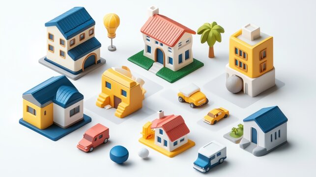 Toy car isometric 3D vector illustration for city architecture design