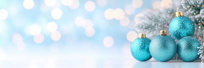 snowflakes and christmas balls on blue background with bokeh light effect, christmas day decoration concept, Dec 25, 2024
