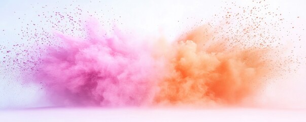 Fototapeta premium Explosion of brown color powder over white background. chromatic cloud Dust explosions of color.