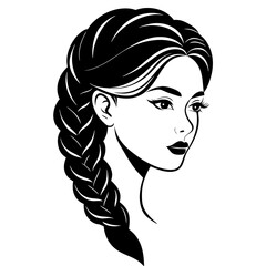 Woman with hairstyle fashion silhouette vector illustration

