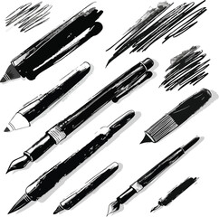 Charcoal Doodle and Scribble Art Set Illustrations with Pen Pencil Marker Highlighter and Calligraphy Supplies Perfect for Drawing and Writing Projects