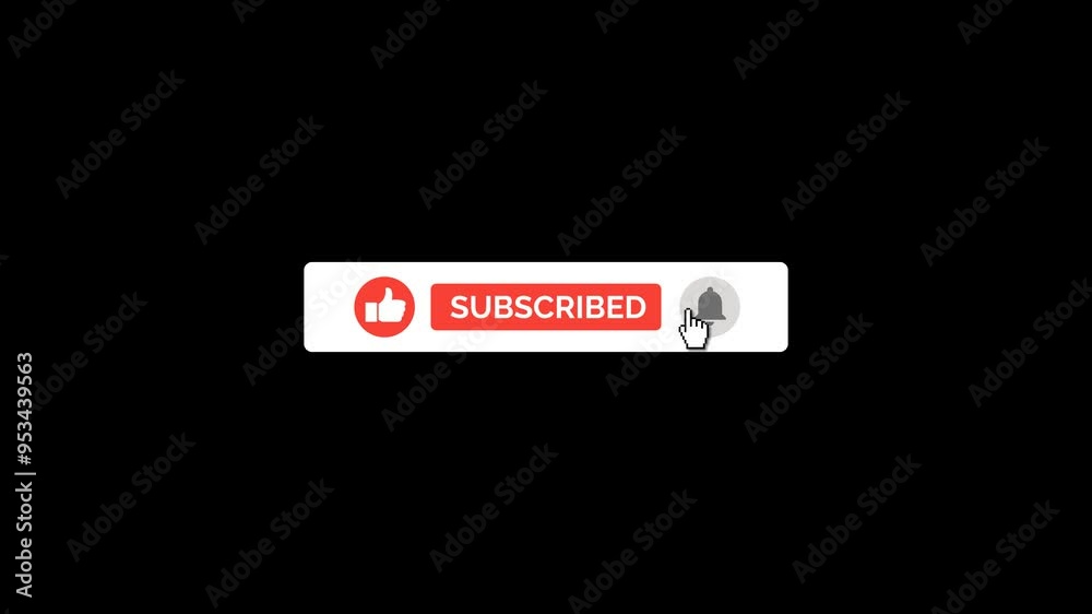 Wall mural animated youtube subscribe button for video overlay. like subscribe bell notification button, subscr