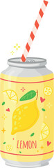 Lemon sparkling fizzy drink can cartoon icon