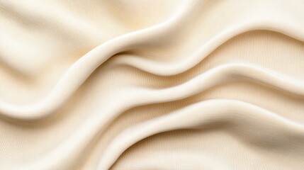 Obraz premium Close-up of soft, creamy white fabric with gentle waves, perfect for backgrounds, textures, or design projects.