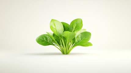 Fresh green spinach leaves isolated on white background. Healthy and organic vegetable food concept. Close-up of raw spinach bunch.