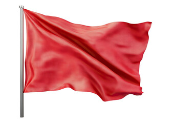 Red flag fluttering in the wind, cut out