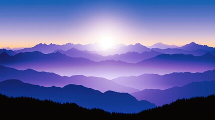 Fototapeta premium A stunning image of mountains bathed in sunlight, with trees in the foreground