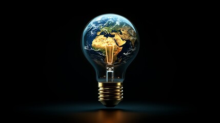 Earth Hour Concept: Lightbulb with Earth Inside to Promote Energy Saving