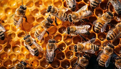 abejas recolectando en un panal