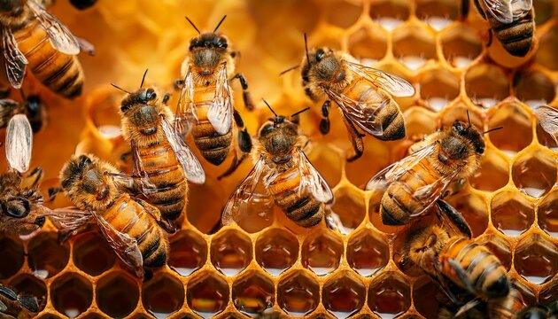 abejas recolectando en un panal