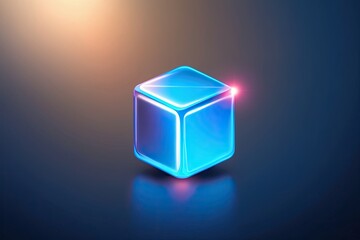 Gleaming Blue Three-Dimensional Cube Action Icon