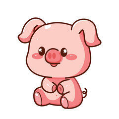 Happy cute pig cartoon character vector illustration