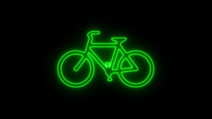 Fototapeta premium Neon and glowing Bicycle Icon. Racing Bicycle Icons on black background.